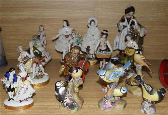 Porcelain figures and birds